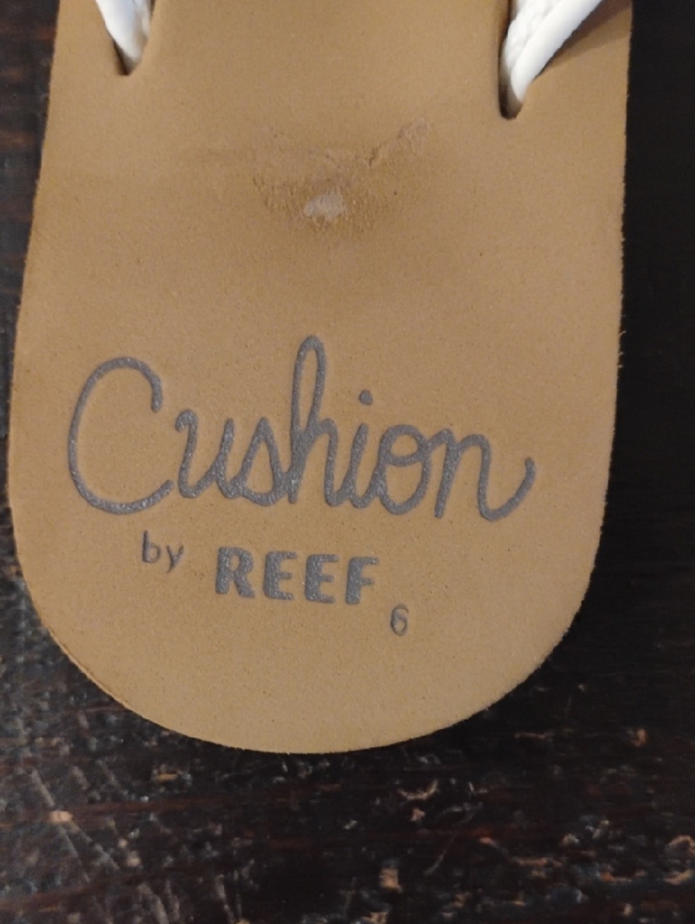 Reef White Strap Tan Footbed Cushion Sandals - Picture 2 of 5
